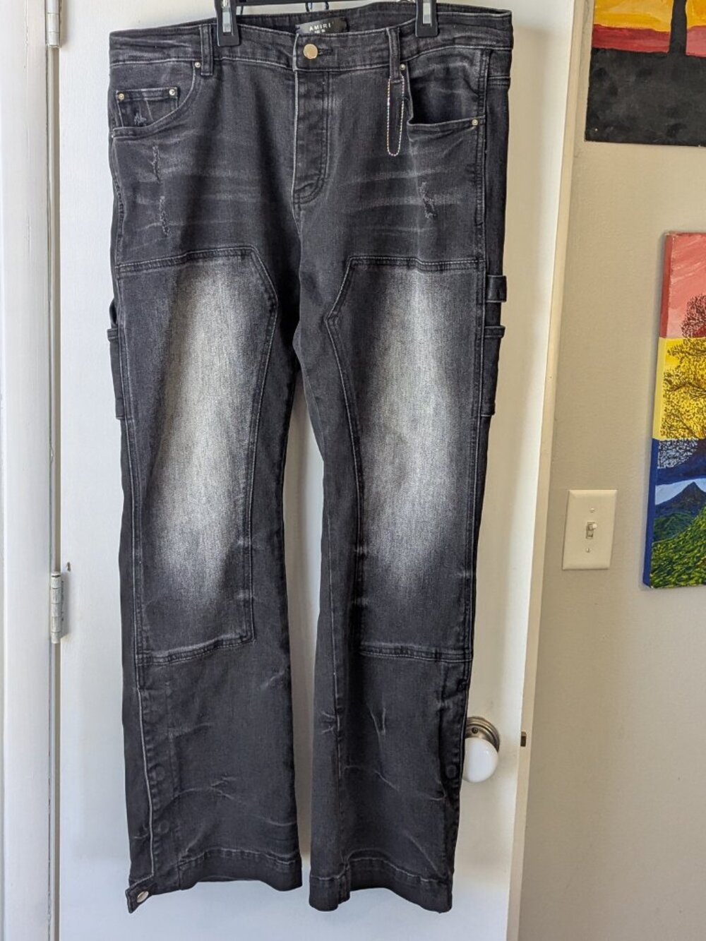Amiri Black Panel Carpenter Denim Jeans Size 36